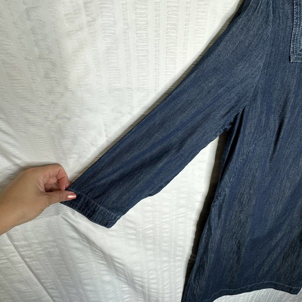 Talbots Dress Womens 6 Blue Chambray 3/4 Sleeve Square Neck Above Knee Casual - Picture 4 of 11